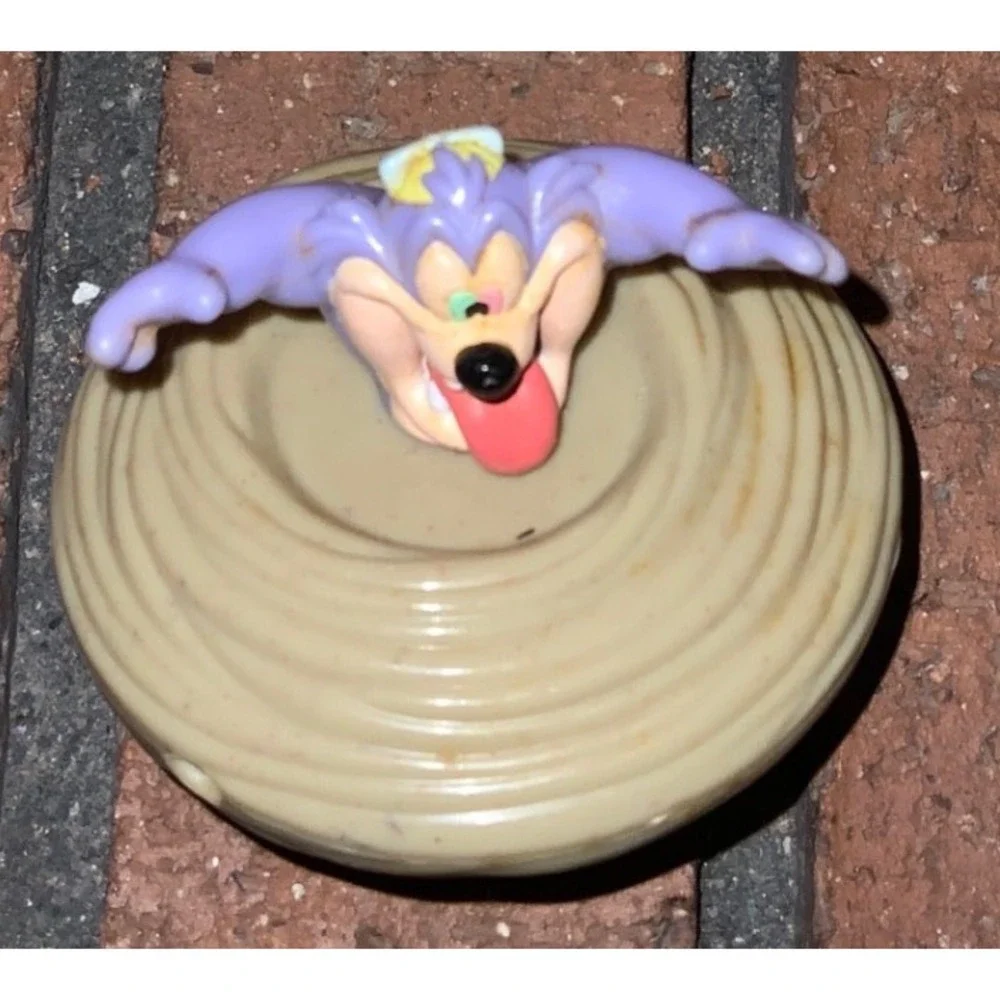 Vintage 1990s Looney Tunes Tasmanian Devil Taz Purple Whirlwind Spinning Top Toy